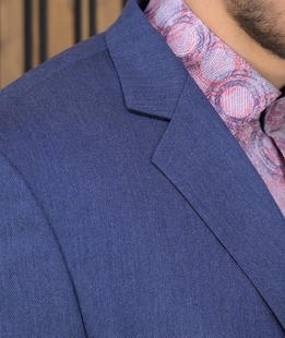 Премиум мъжки структурен син костюм Regular Fit