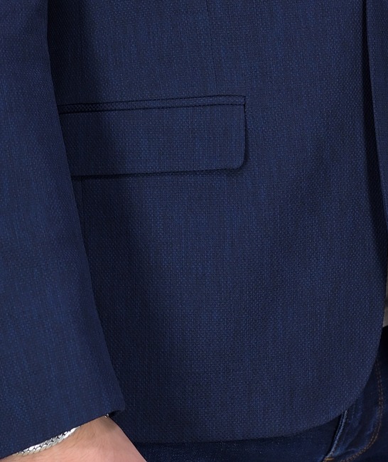 Стилно структурно мъжко Slim Fit сако в тъмно синьо