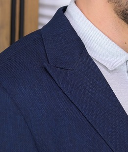 Стилно структурно мъжко Slim Fit сако в тъмно синьо