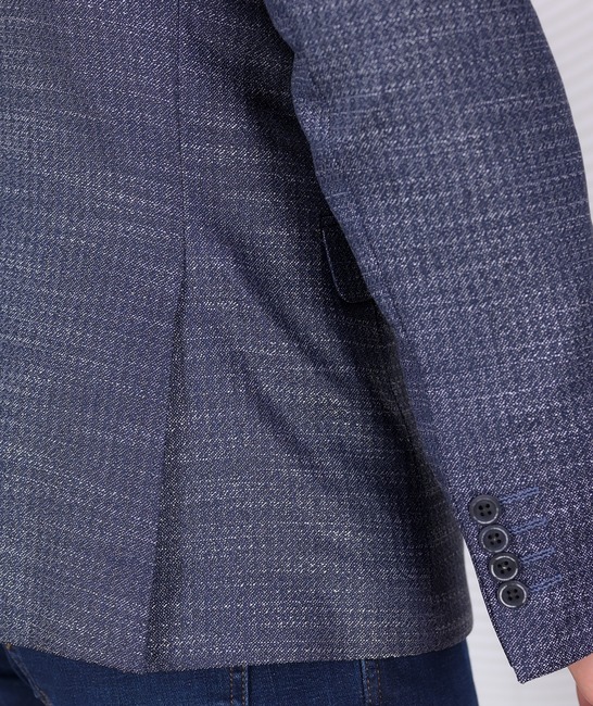 Меланжирано изискано мъжко сако в цвят индиго