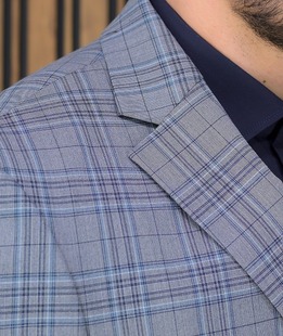 Класическо мъжко сако на синьо каре Regular Fit