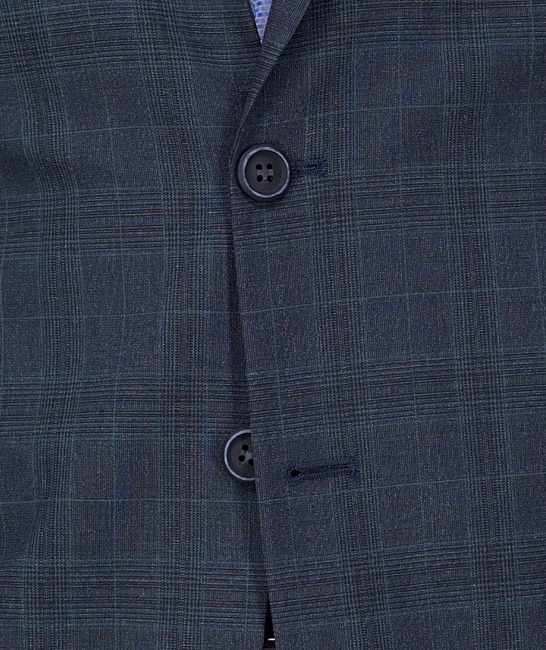 Изискано карирано мъжко сако с парва кройка в синьо