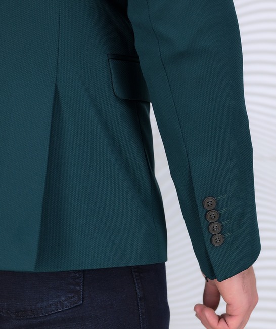 Мъжко стилно структурно зелено сако Slim Fit