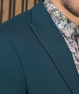 Мъжко стилно структурно зелено сако Slim Fit