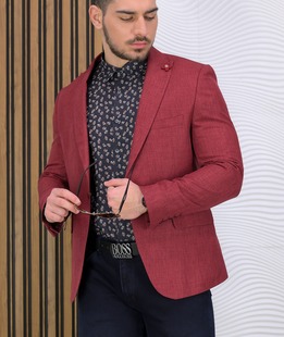 Елегантно мъжко сако в бордо с едно копче