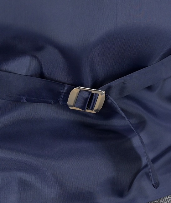 Тъмно син изискан кариран елек с филетни джобове