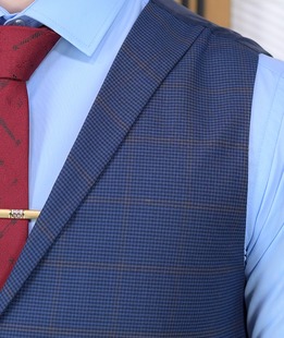 Елегантен мъжки кежуал кариран елек в синьо