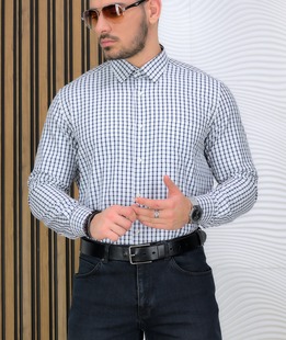 Удобна мъжка карирана риза с джоб 