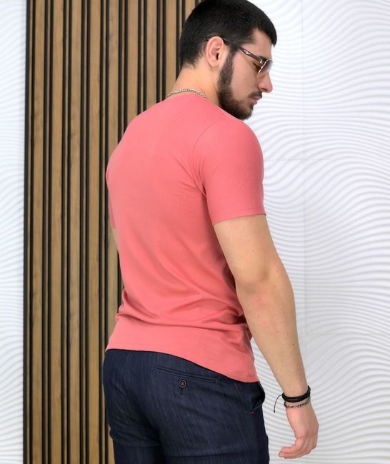 Удобна тениска с апликация листо мъжка с къс ръкав