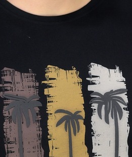 Модерна мъжка тениска в черно с апликация палми