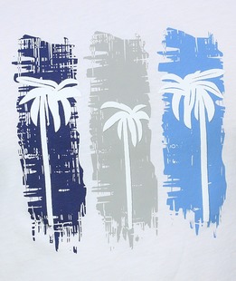 Комфортна бяла тениска с апликация от палми