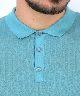 Стилна зелена мъжка тениска с яка от фино плетиво