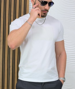 Мъжка изтънчена бяла тениска с щампа колело