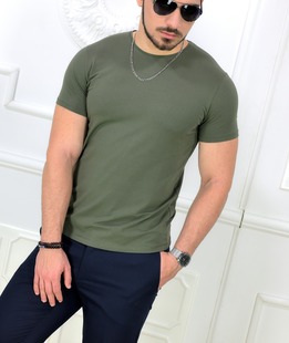 Елегантна мъжка тениска с къс ръкав в зелено