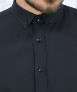 Стилна черна мъжка риза от лен