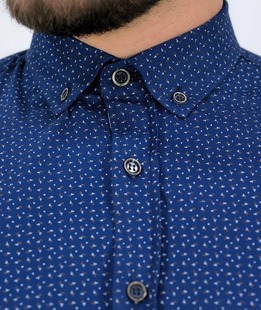 Тъмно синя елегантна мъжка риза с дълъг ръкав slim fit