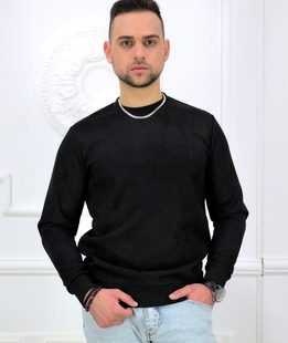 Елегантна мъжка черна блуза от велур