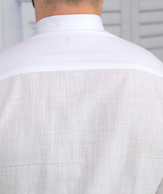 Елегантна мъжка риза в бяло от лен Slim Fit