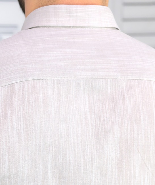 Бежова ленена мъжка риза slim fit