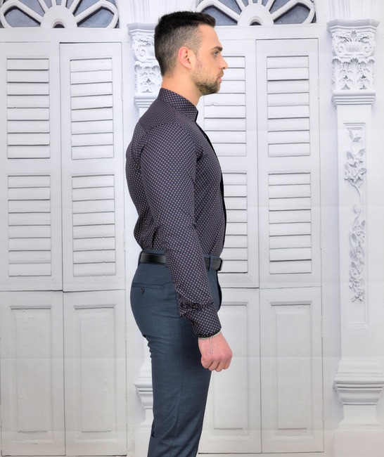 Мъжка луксозна риза със скрито закопчаване Slim Fit