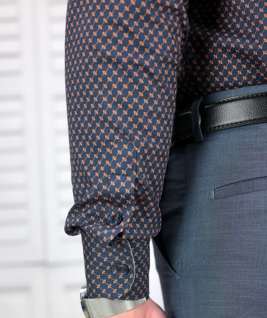 Мъжка луксозна риза със скрито закопчаване Slim Fit