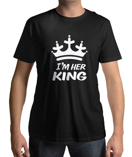 М907 - Мъжка черна тениска Кинг АеМ бяла щампа